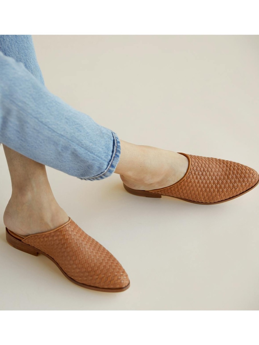 Nisolo Ama Woven Leather Mule Slides in Brown